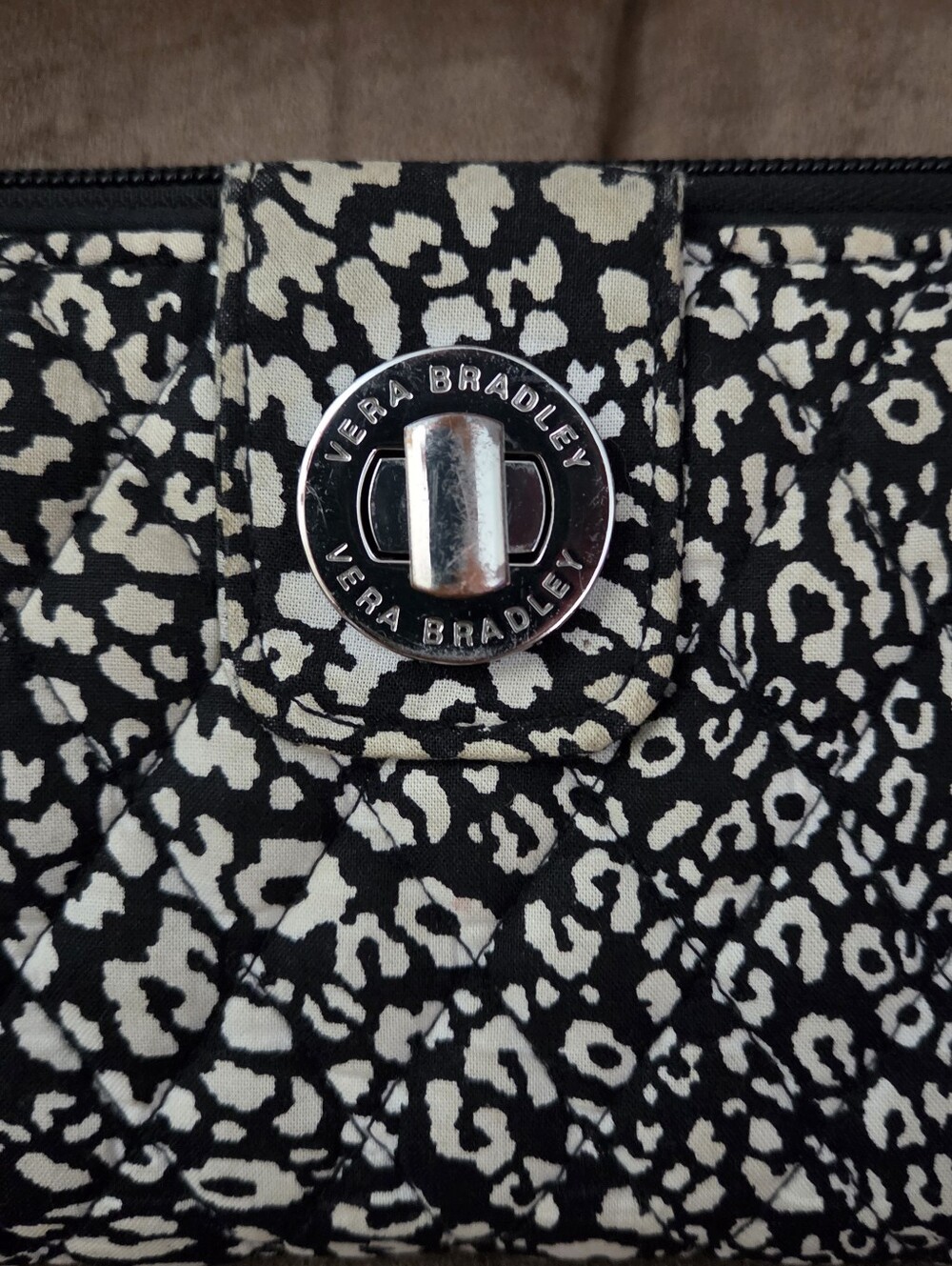 Vera Bradley Black & White Leopard-Print Turn-Lock Wallet - Picture 2 of 7
